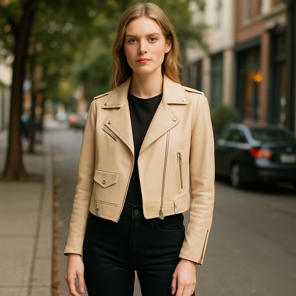 NWT BLANKNYC Crepe Moto Jacket In Tan SZ-M